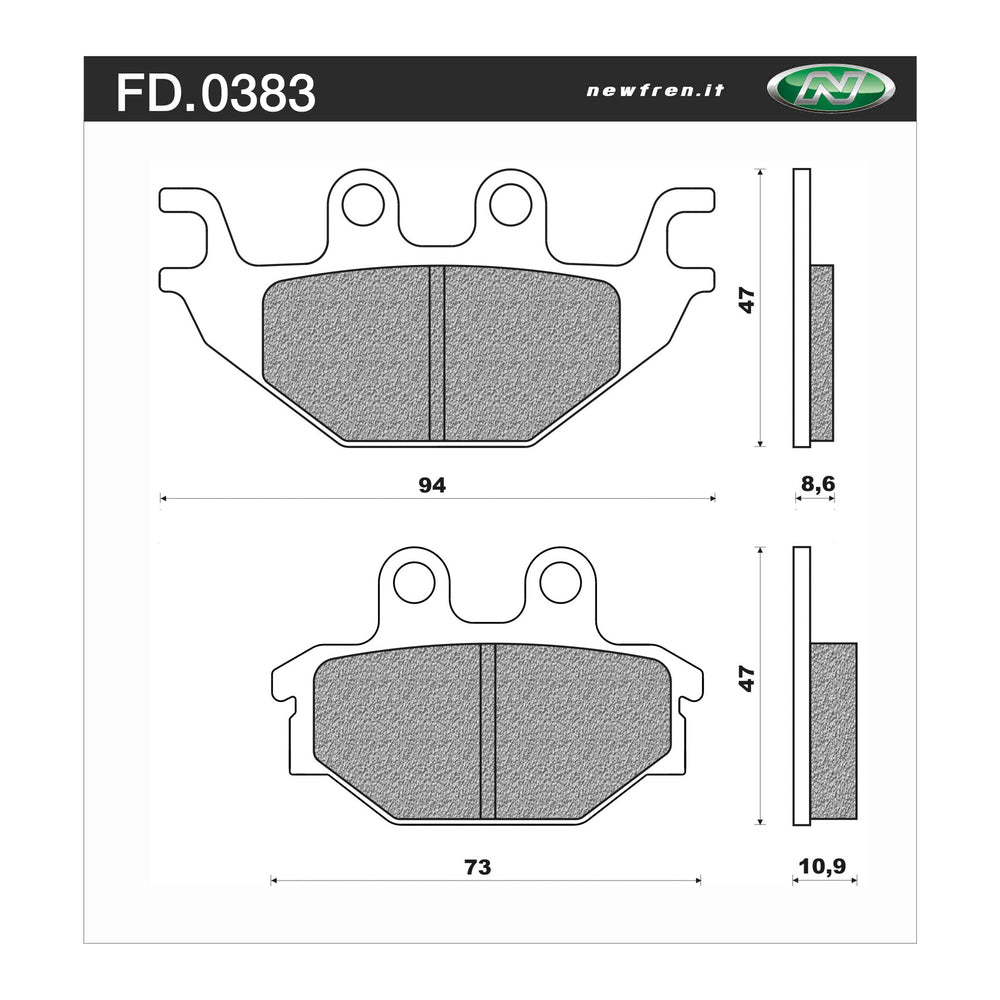 New NEWFREN ATV Organic Brake Pad - Front For CAN-AM DS 250 1-FD0383-BT
