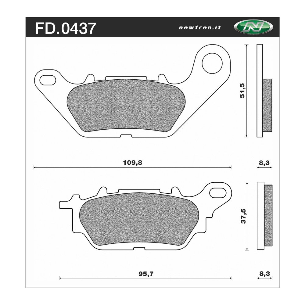 New NEWFREN Rear Brake Pad - Touring Organic For YAMAHA 1-FD0437-BT