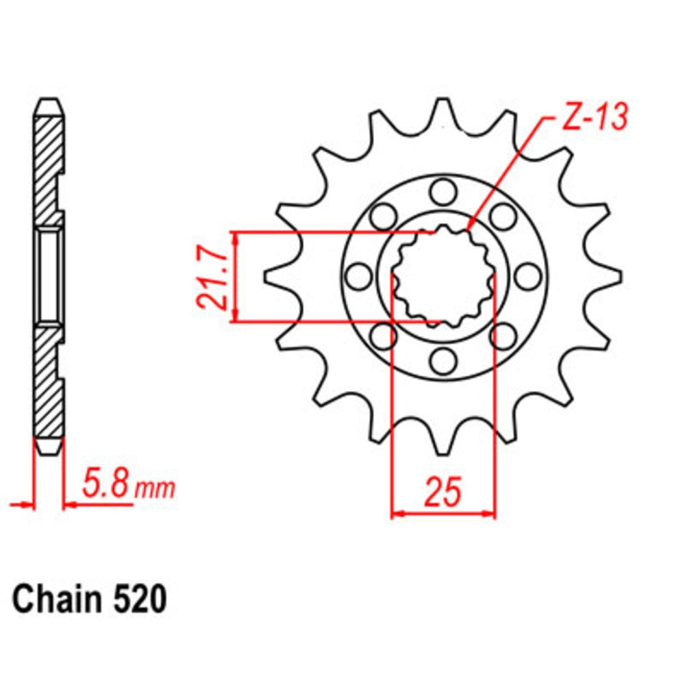 SUPERSPROX 14T Sprocket - Front For KAWASAKI KLX450R, KX450F, KX450X 10-017-14