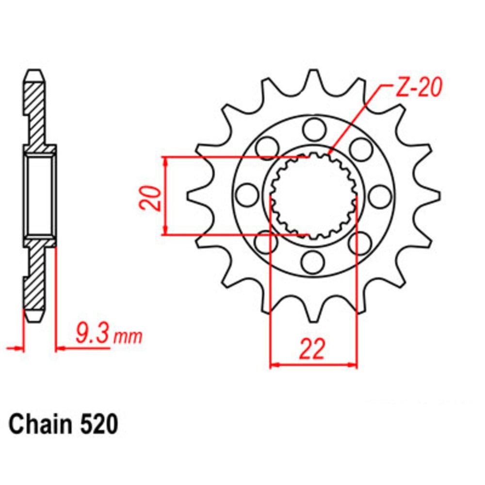 New SUPERSPROX 14T Sprocket - Front For KAWASAKI KX250F, KX250X 10-035-14