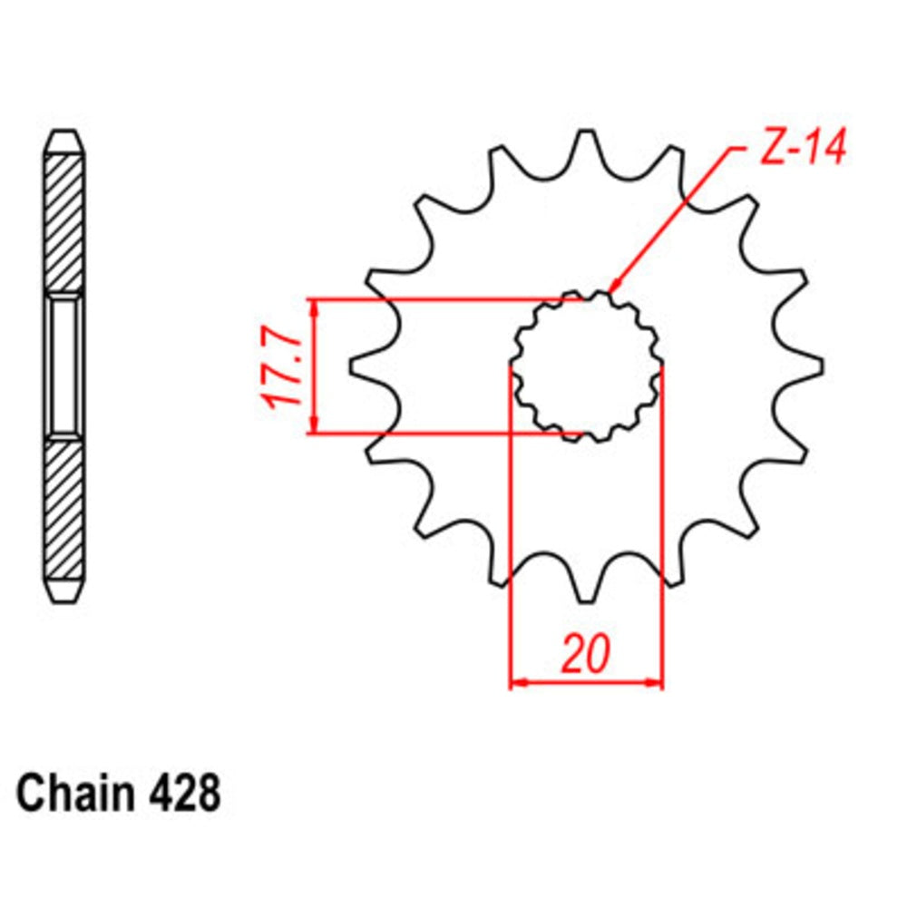 New SUPERSPROX 20T Sprocket - Front For YAMAHA XVS250 10-558-20