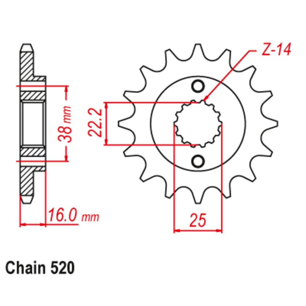 New SUPERSPROX 14T Sprocket - Front For BIMOTA, DUCATI 10-736-14