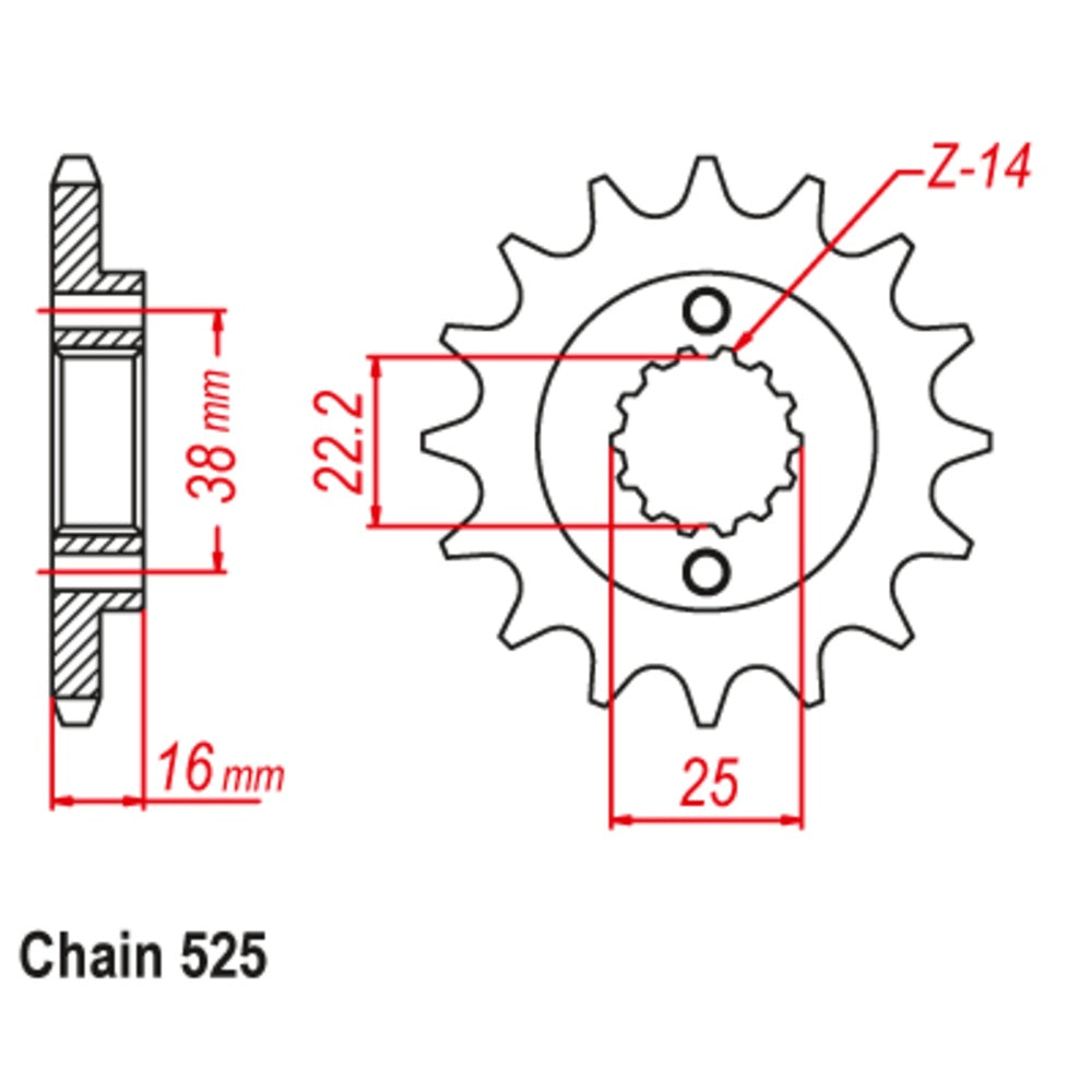 New SUPERSPROX 14T Sprocket - Front For BIMOTA DB3 MANTRA 10-740-14