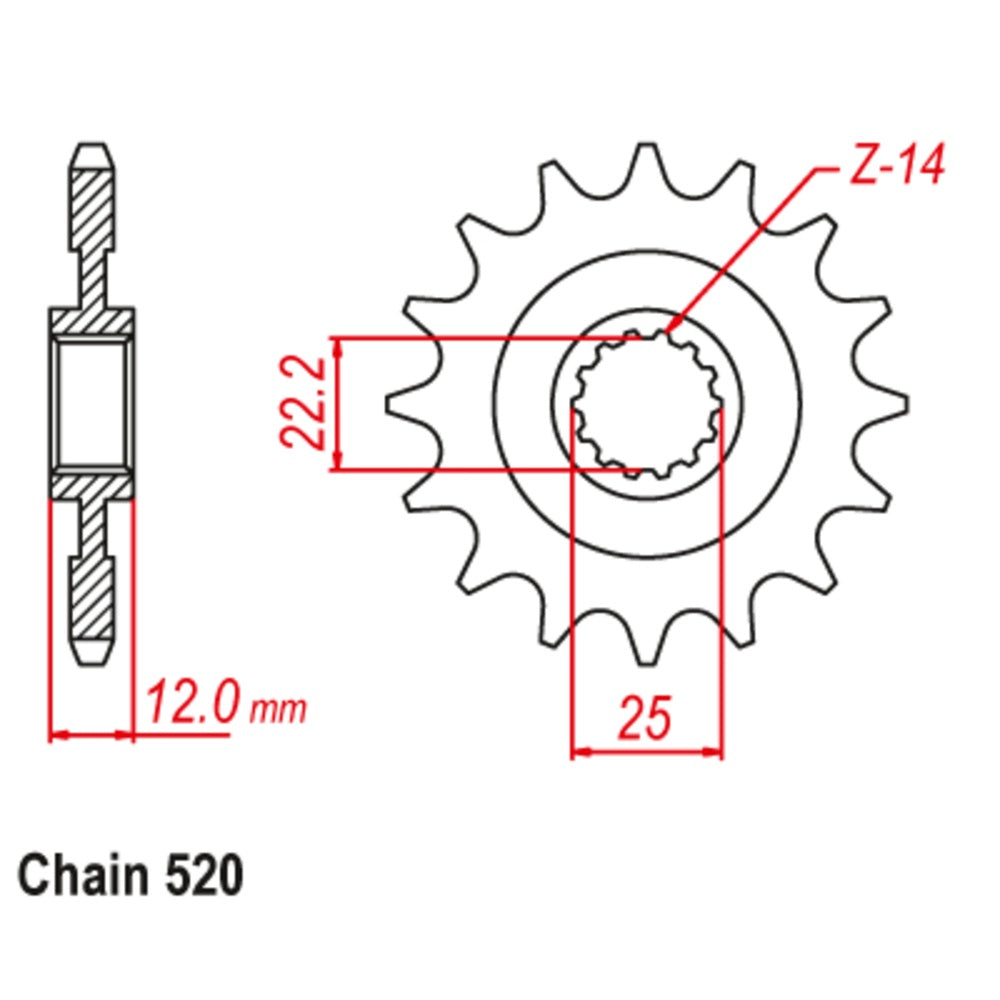 New SUPERSPROX 12T Sprocket - Front For GAS-GAS, TM 10-GG1-12