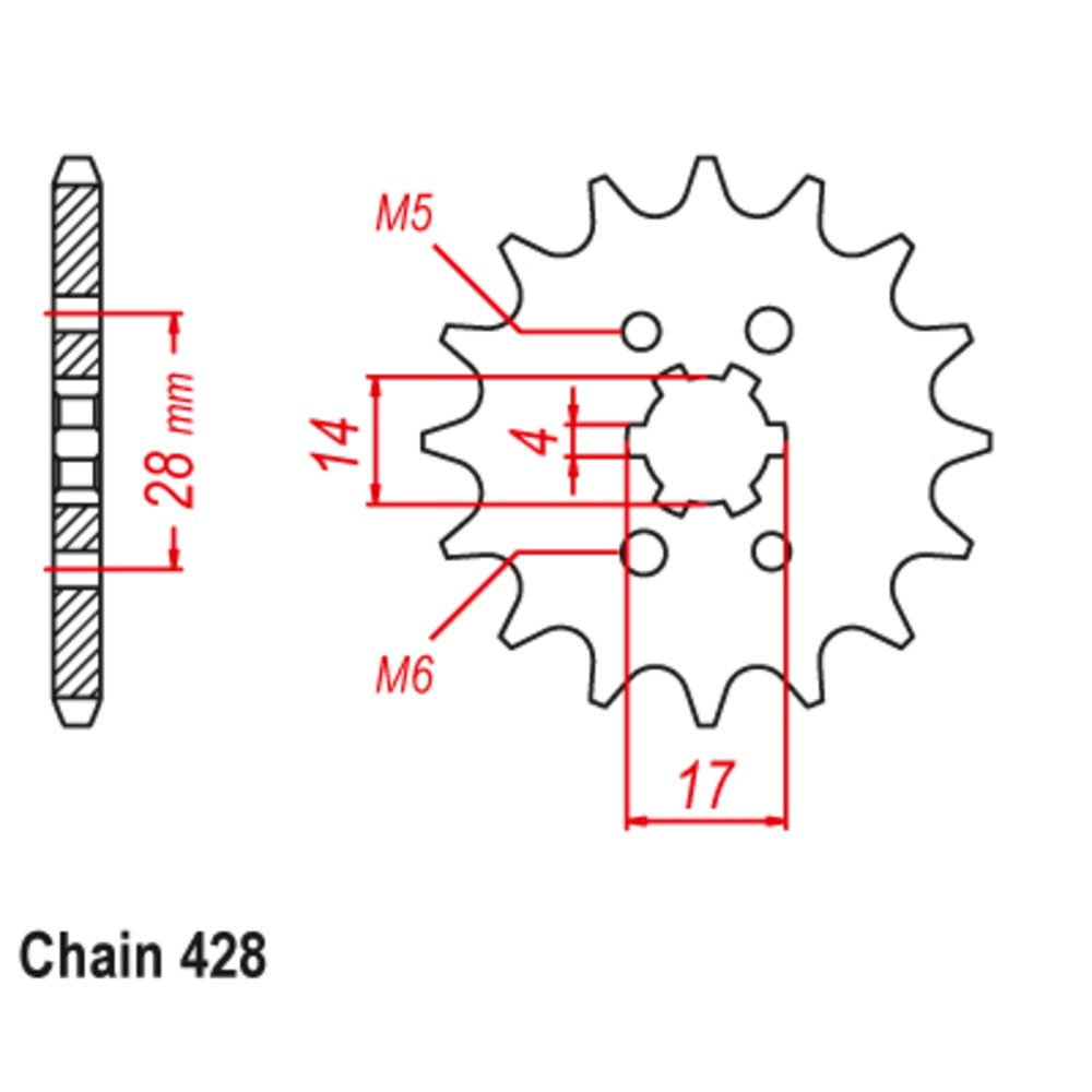 SUPERSPROX 13T Sprocket - Front For HONDA CRF125F, CRF125FB BIG WHEEL 10-K28-13