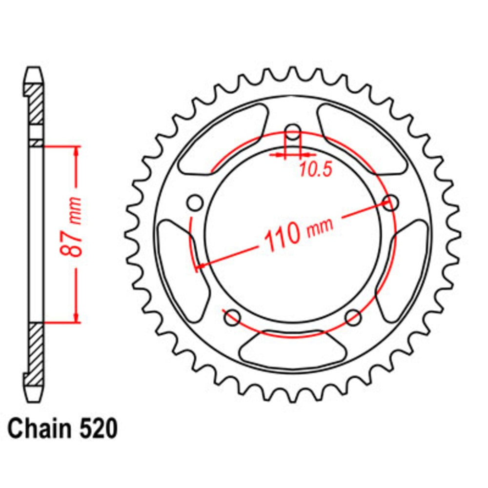 New MTX 46T Sprocket Steel - Rear For SUZUKI 11-01D-46