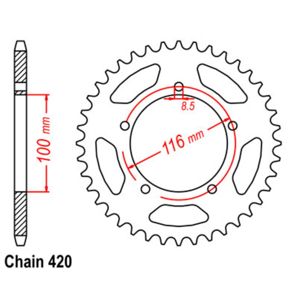 New SUPERSPROX 50T Sprocket Steel - Rear For KAWASAKI KX60, KX80 11-121-50