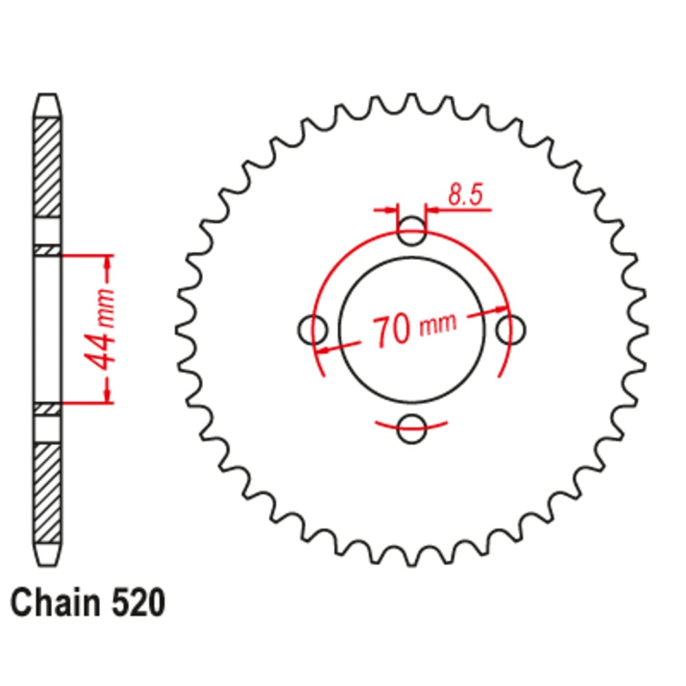 New MTX 22T Sprocket Steel - Rear For KAWASAKI, SUZUKI 11-1795-22
