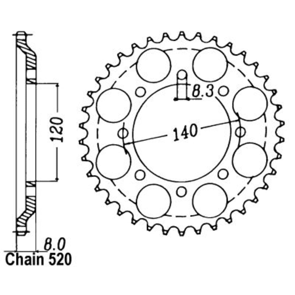 New SUPERSPROX 45T Sprocket Steel - Rear For KAWASAKI KL600, KLR600 11-185-45