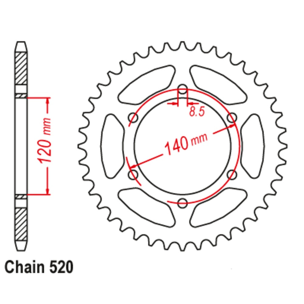 SUPERSPROX 40T Sprocket Steel - Rear For HONDA XL250R, XLR250, XR400SM 11-191-40