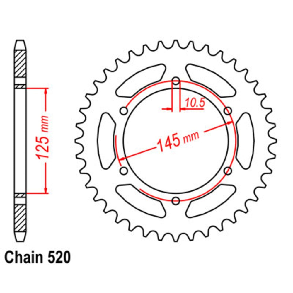 New MTX 47T Sprocket Steel - Rear For YAMAHA 11-1M1-47