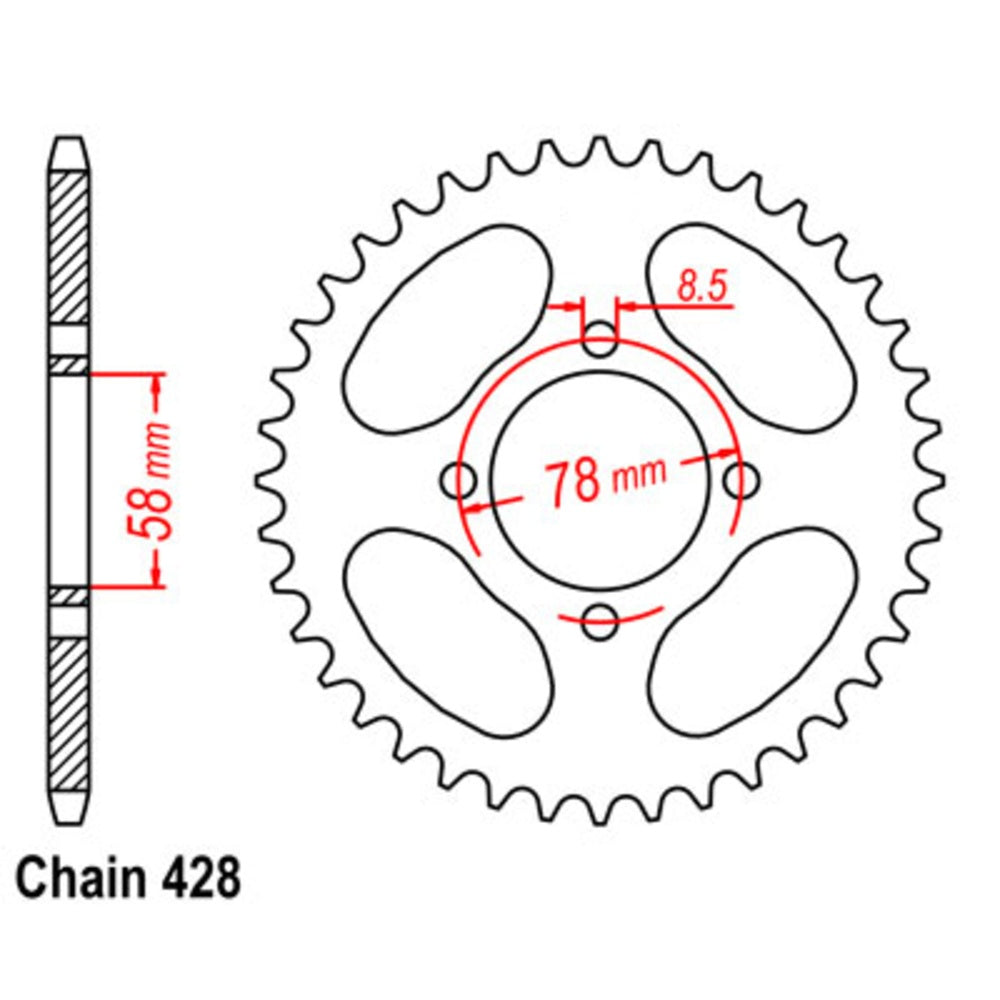 New SUPERSPROX 43T Sprocket Steel - Rear For KAWASAKI, SACHS, SUZUKI 11-208-43
