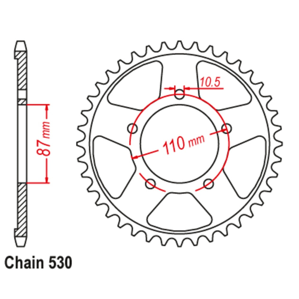 New MTX 44T Sprocket Steel - Rear For SUZUKI 11-27A-44