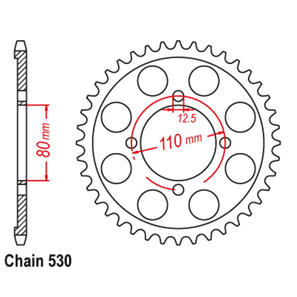 MTX 45T Sprocket Steel - Rear For HONDA CB650, CB750, CB750F, CB750F1 11-300-45