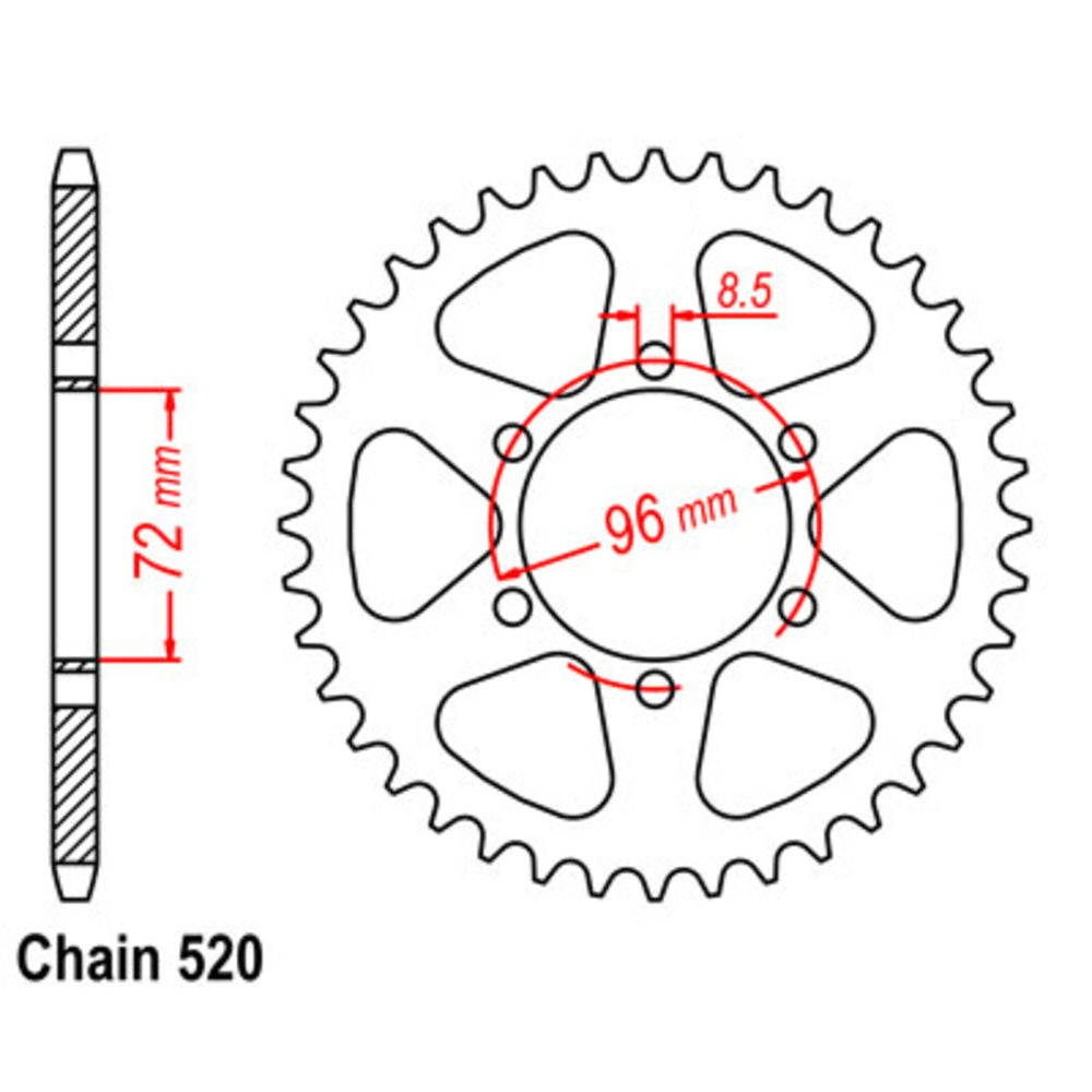 MTX 46T Sprocket Steel - Rear For SUZUKI SP370, SP400, DR250, DR250S 11-324-46