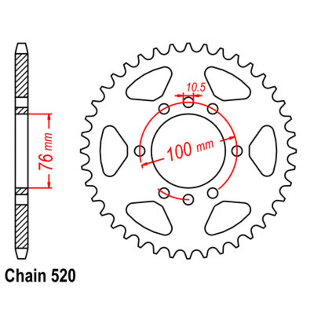New MTX 47T Sprocket Steel - Rear For SUZUKI 11-374-47
