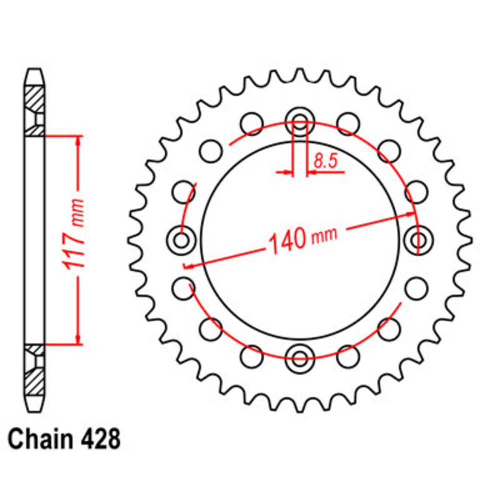 New SUPERSPROX 48T Sprocket Steel - Rear For YAMAHA YZ80 11-39K-48