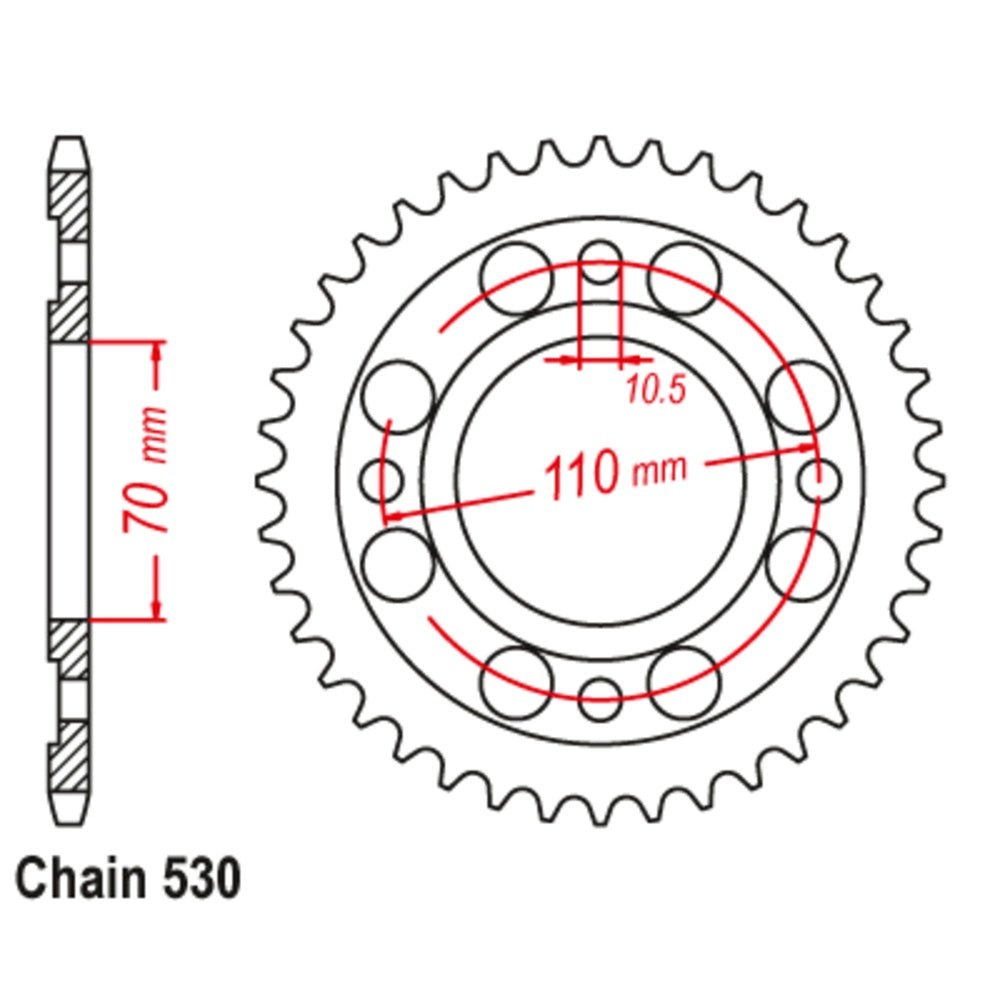 New MTX 44T Sprocket Steel - Rear For HONDA 11-413-44