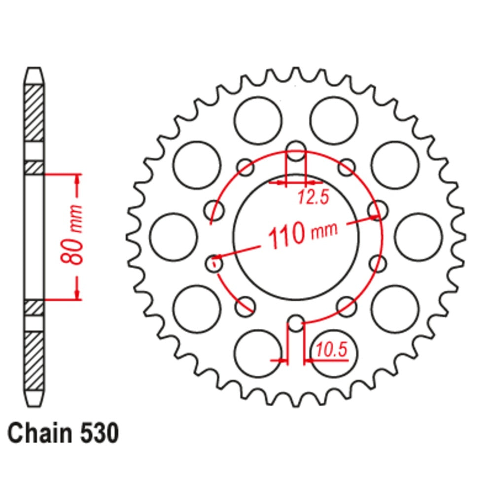 New MTX 39T Sprocket Steel - Rear For HONDA 11-438-39