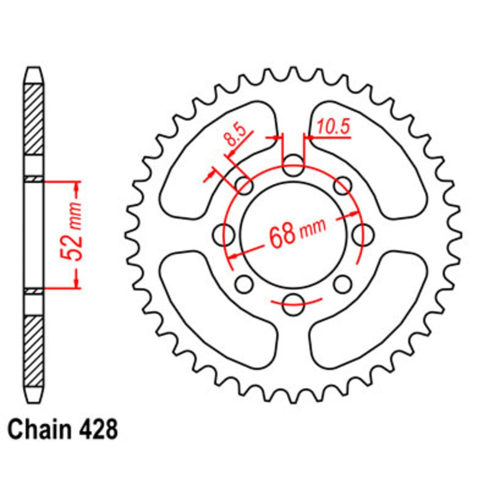 SUPERSPROX Rear Sprocket Steel Alternate Pitch For KAWASAKI Z125 PRO 11-464-46
