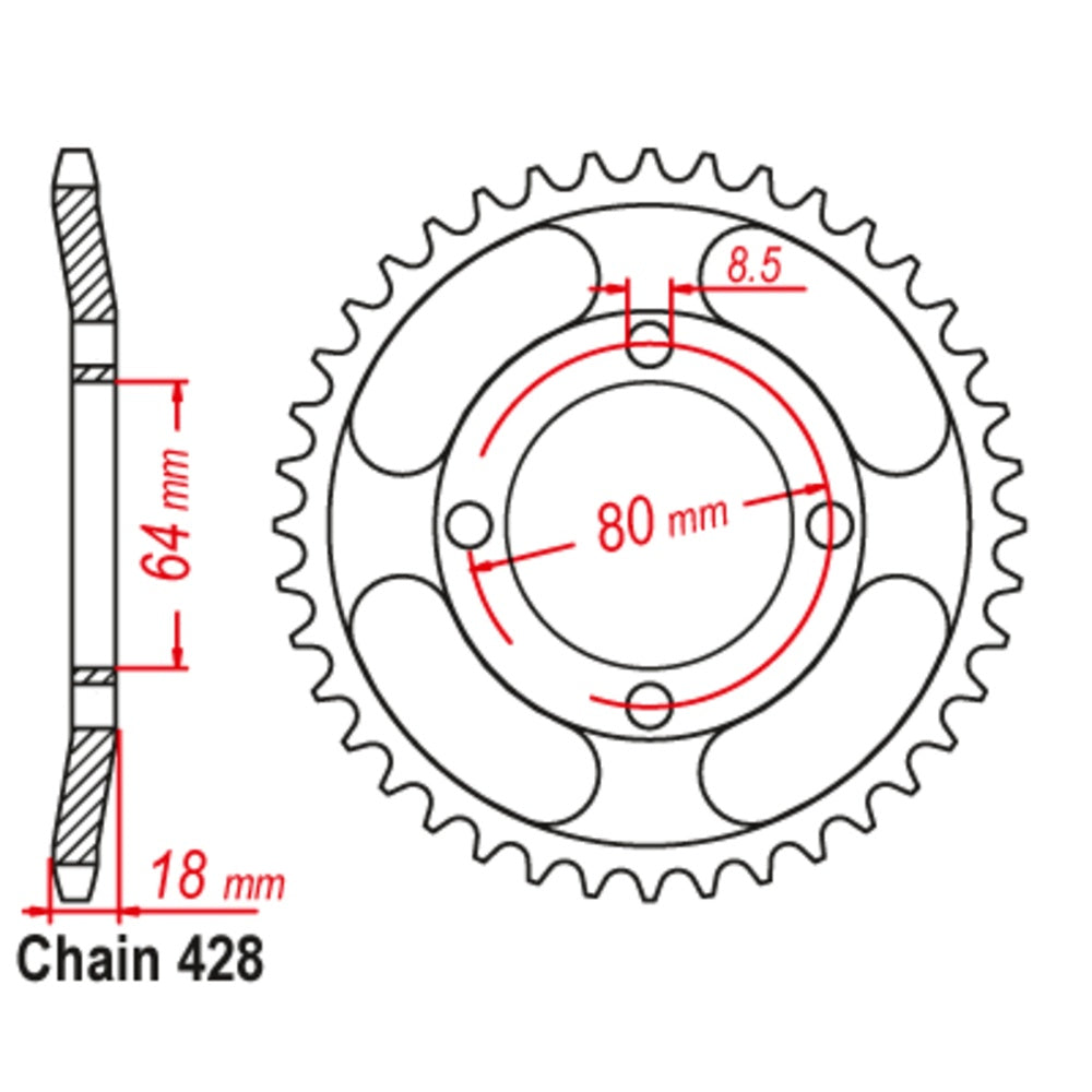 New SUPERSPROX 51T Sprocket Steel - Rear For YAMAHA AG175, AG100 11-482-51