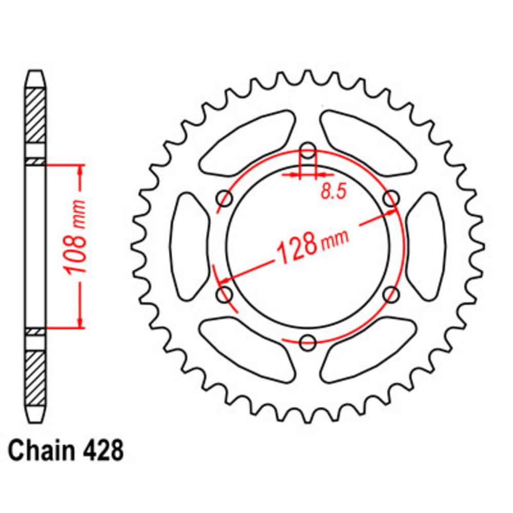 SUPERSPROX 55T Sprocket Steel - Rear For SUZUKI TS125ER, DR100, DF125 11-487-55