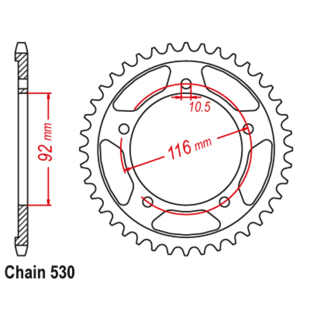 New MTX 42T Sprocket Steel - Rear For KAWASAKI 11-493-42
