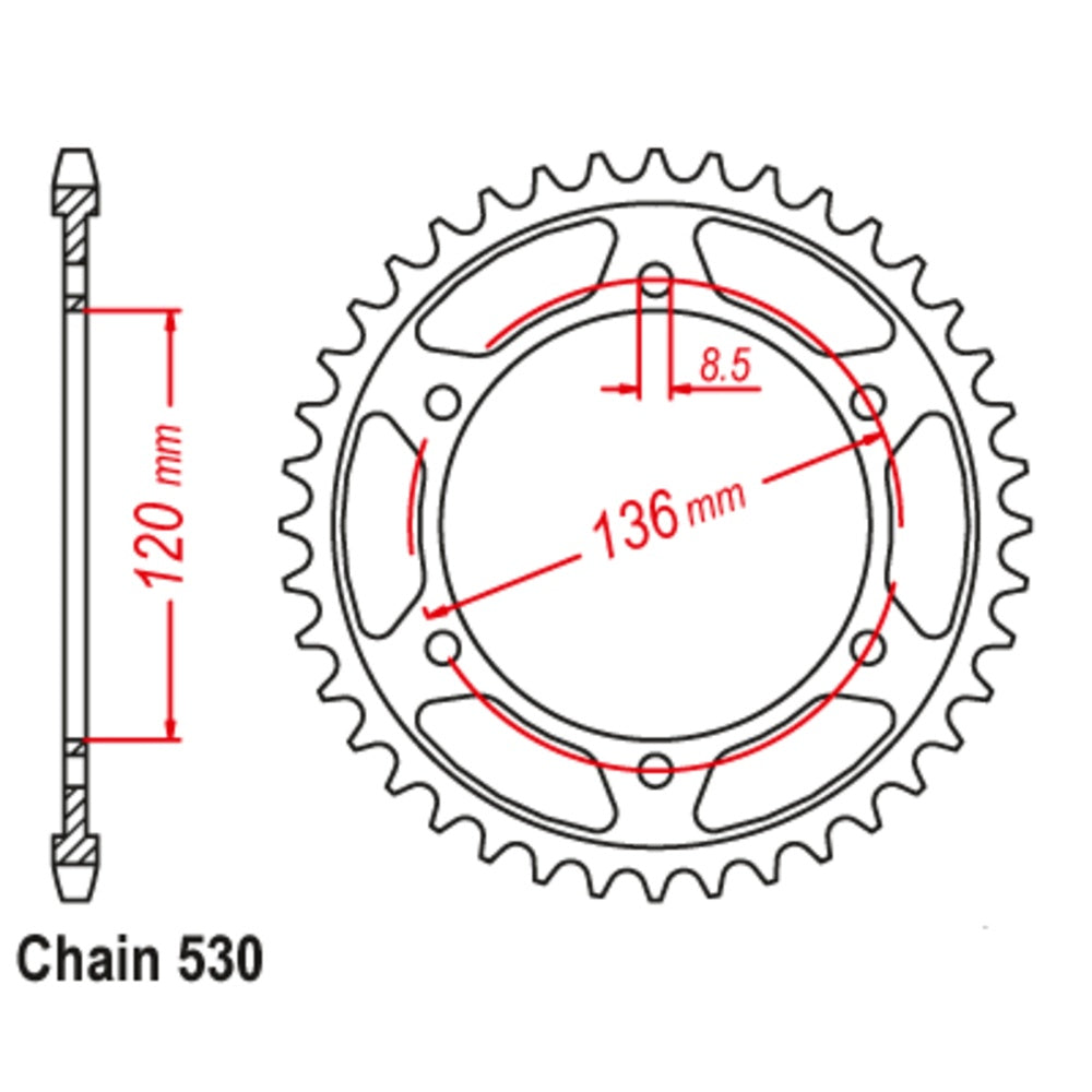 New SUPERSPROX 44T Sprocket Steel - Rear For YAMAHA XJ600, RZ500 11-49A-44