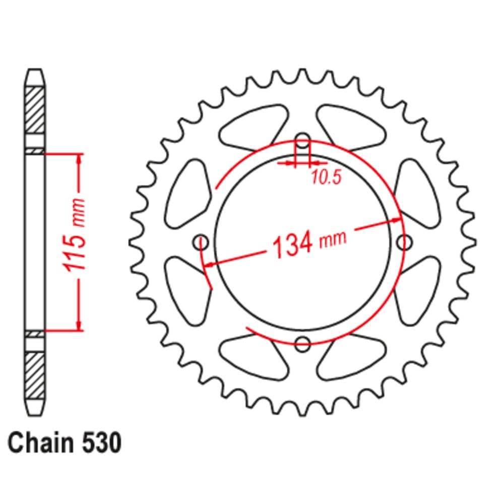 MTX 48T Sprocket Steel-Rear For CAGIVA 650 ELEFANT, 650 ALA AZZURRA GT 11-718-48