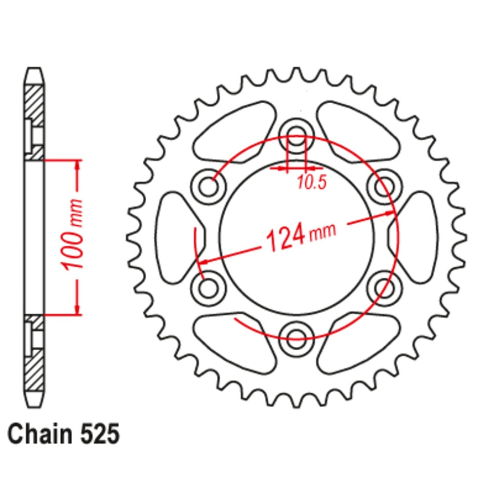 New MTX 43T Sprocket Steel - Rear For DUCATI 11-745-43