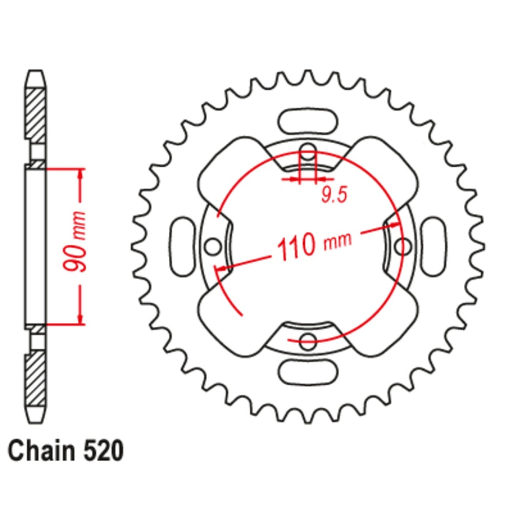New MTX 42T Sprocket Steel - Rear For HONDA ATC200X 11-965-42
