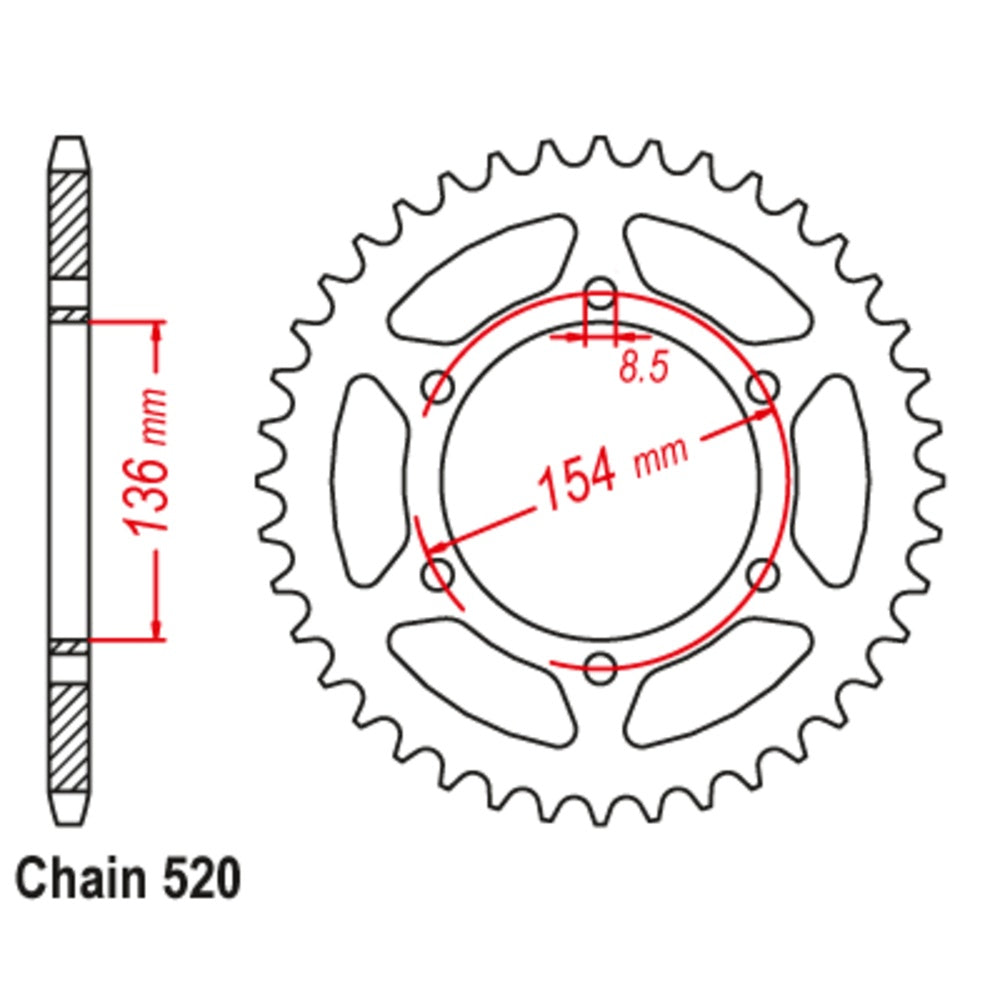 MTX 47T Sprocket Steel - Rear For BMW G650 X COUNTRY, G650 X CHALLENGE 11-BM9-47