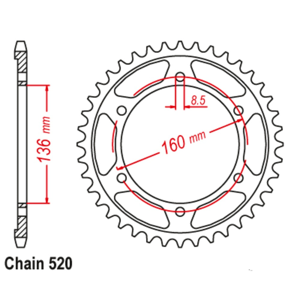 New MTX 45T Sprocket Steel - Rear For APRILIA, BMW, HUSQVARNA 11-BMW-45