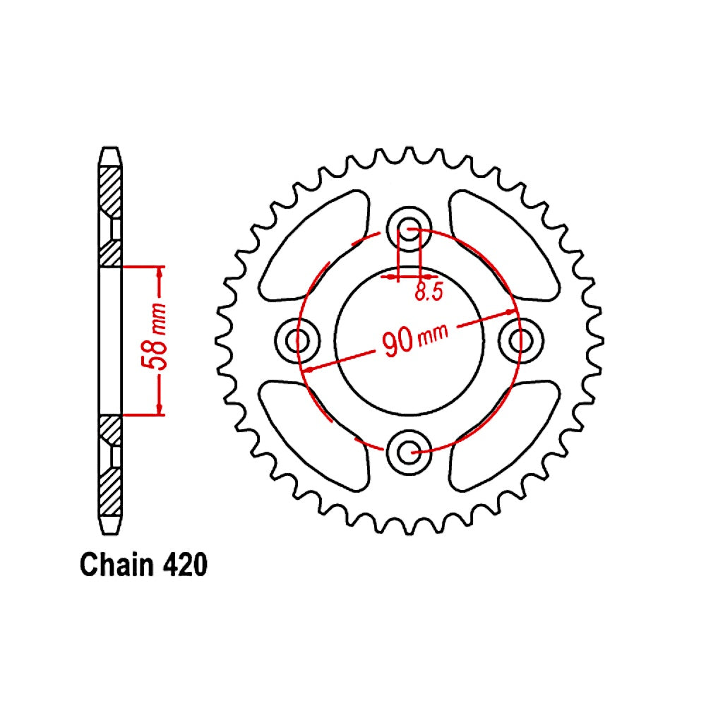 SUPERSPROX 39T Sprocket Steel-Rear For HONDA 50 MONKEY, CRF50F, XR50R 11-GEL-39