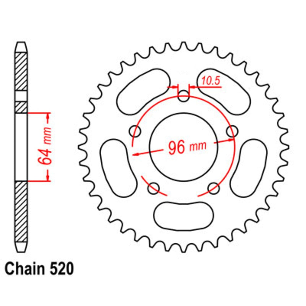 New MTX 45T Sprocket Steel - Rear For HONDA XL200R, XR200R, CBF250 11-KA2-45
