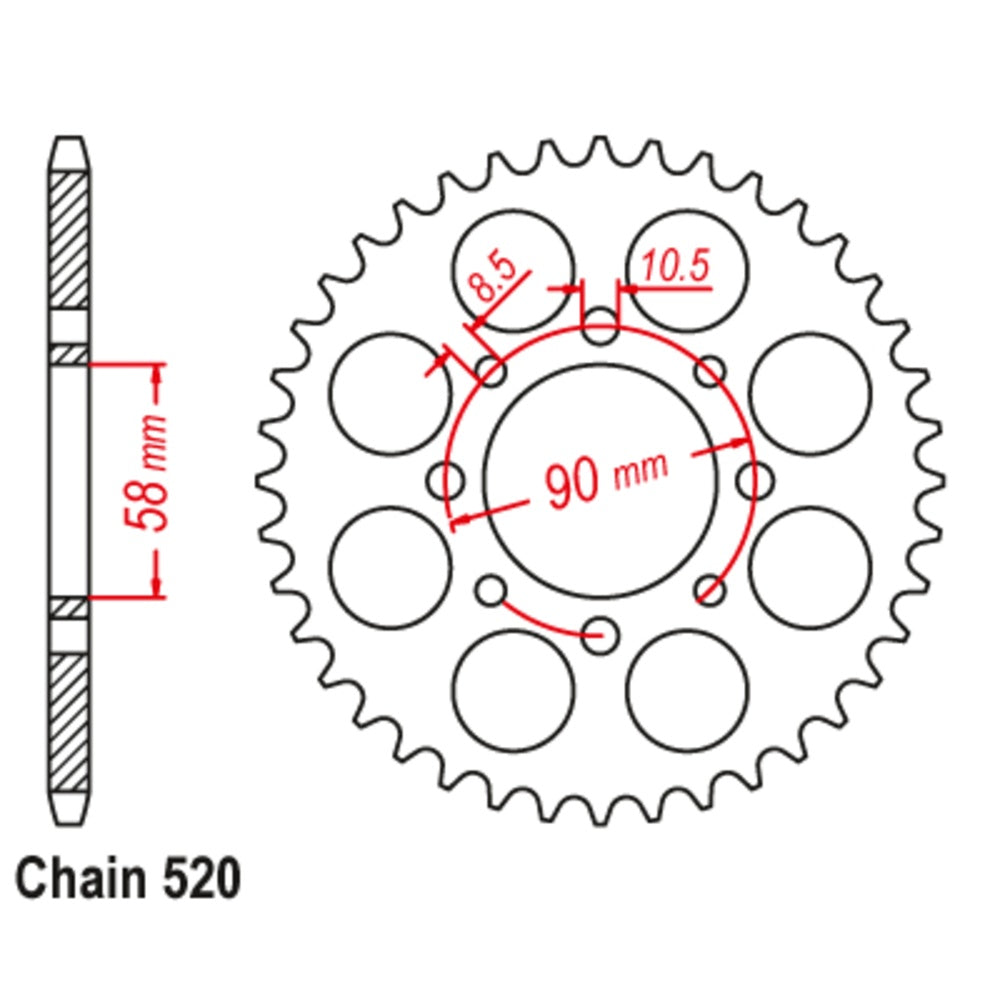 New SUPERSPROX 43T Sprocket Steel - Rear For KTM 200 DUKE, 125 DUKE 11-KPK-43