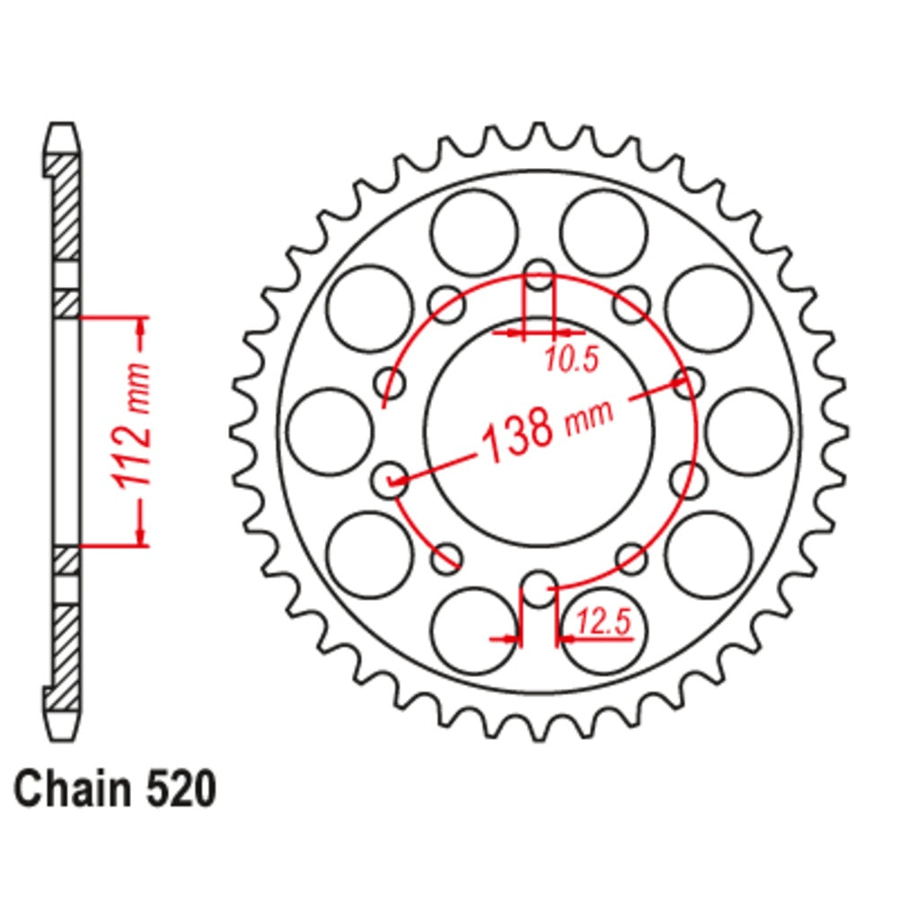 New MTX 39T Sprocket Steel - Rear For HONDA 11-MGS-39