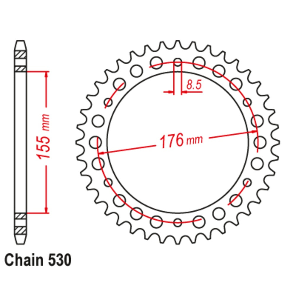 New MTX 42T Sprocket Steel - Rear For TRIUMPH 11-TR2-42