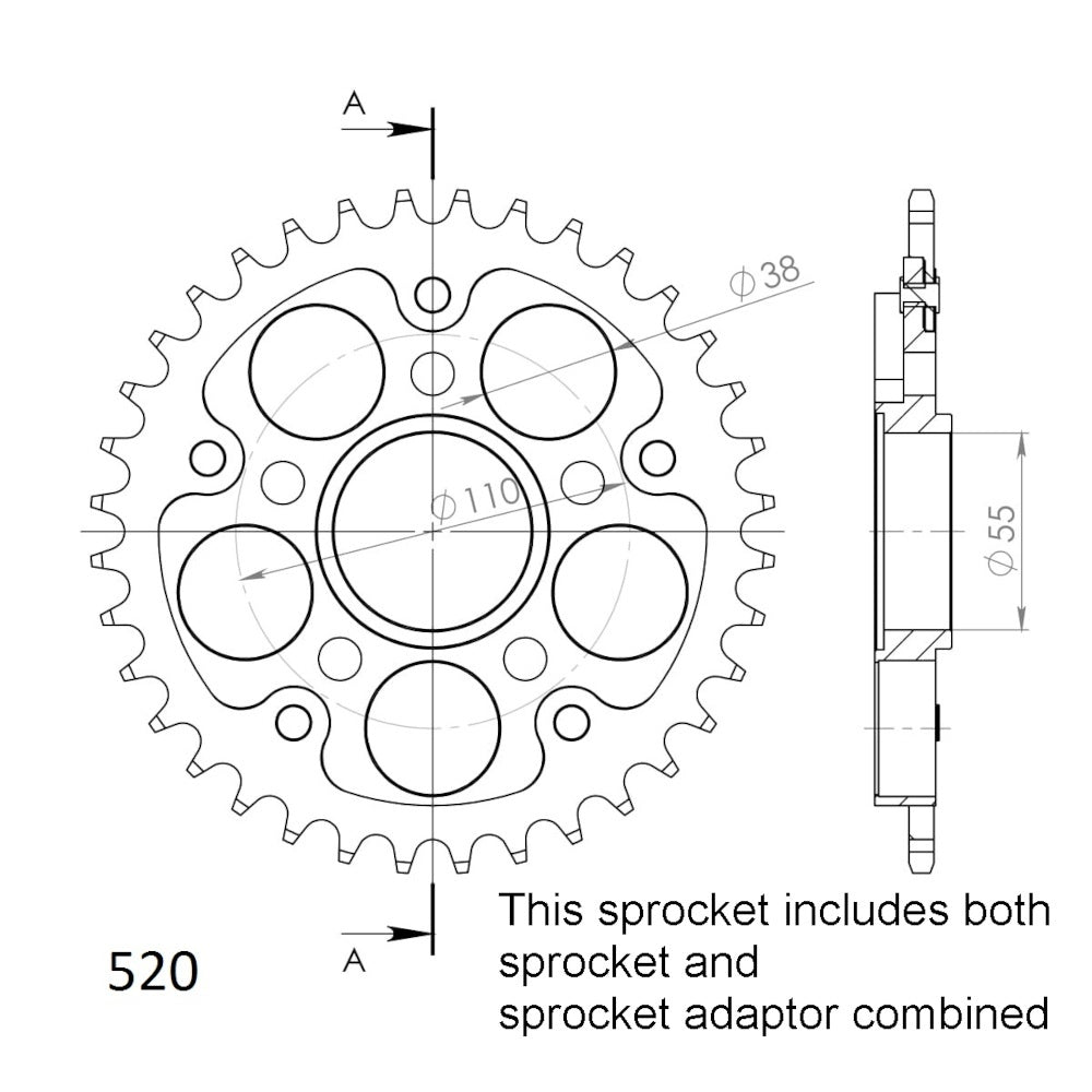 SUPERSPROX Rear Sprocket Stealth Composite For DUCATI 11S-736-42BK