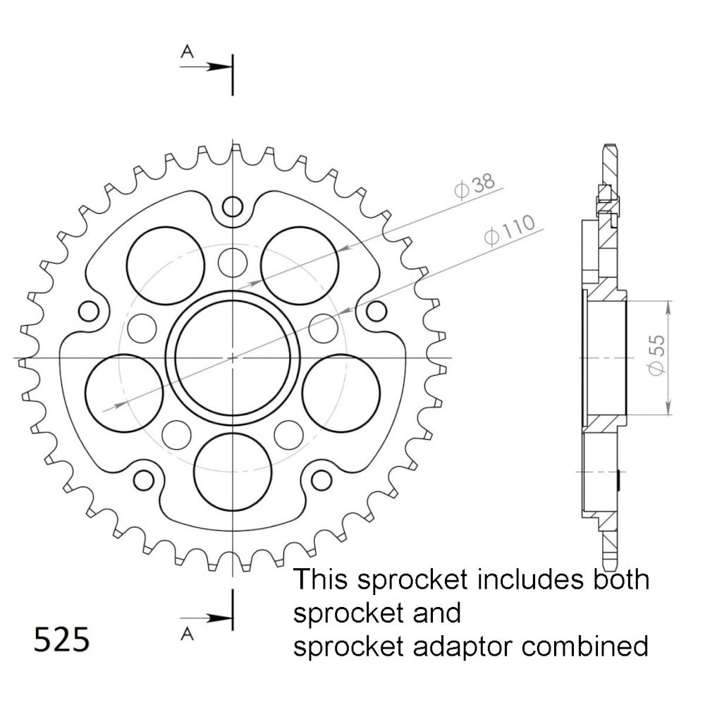 SUPERSPROX Rear Sprocket Stealth Composite For DUCATI 11S-736/5-39BK