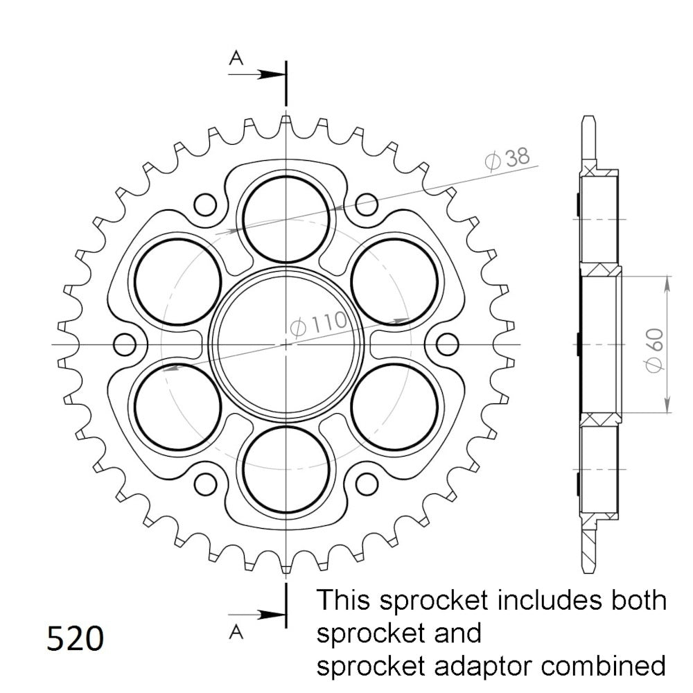 New SUPERSPROX Rear Sprocket Stealth Composite Alternate Pitch 11S-737-39BK