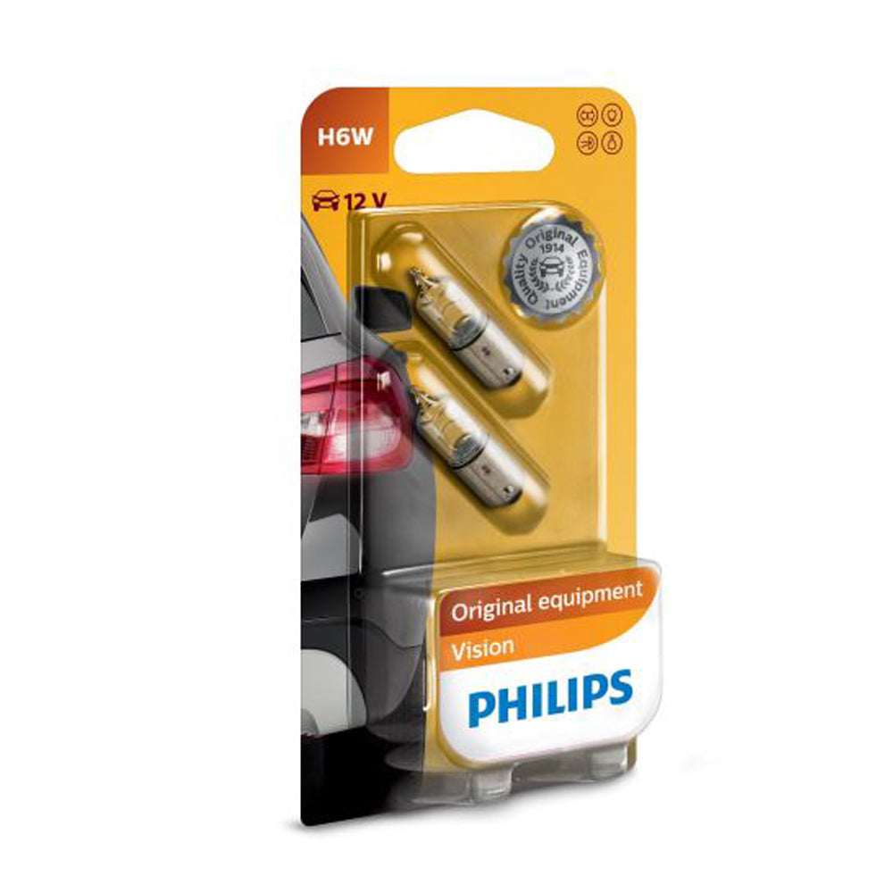 New Philips Globe H6W 12V Bax9S Twin Blister Pack (12036B2)