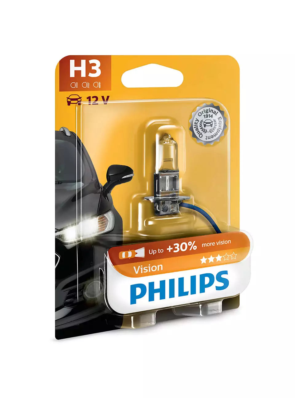 Philips Globe H3 12V 55W Pk22S Single Blister Pack Premium Vision (12336Prb1)