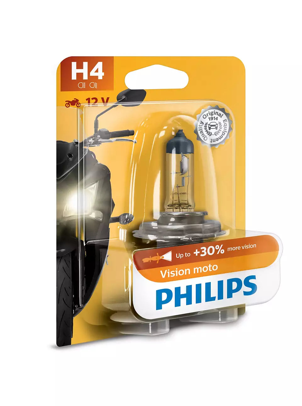 Philips Globe Motorcycle H4 12V 60/55W P43T-38 Single Blister Pck Premium Vision