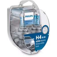 New Philips Globe H4 W5W 12V 60/55W Twin Pack White Vision Ultra (12342Wvusm)
