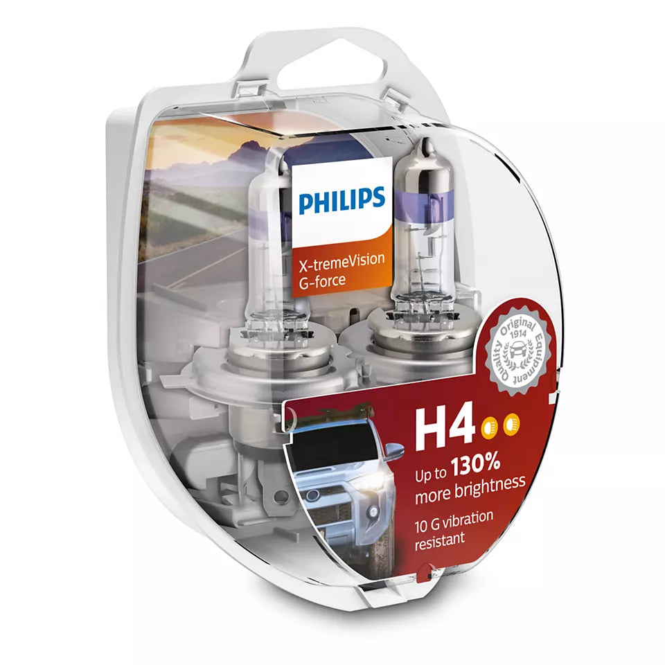New Philips Globe H4 12V Twin Pack Xtreme Vision G-Force (12342Xvgs2)