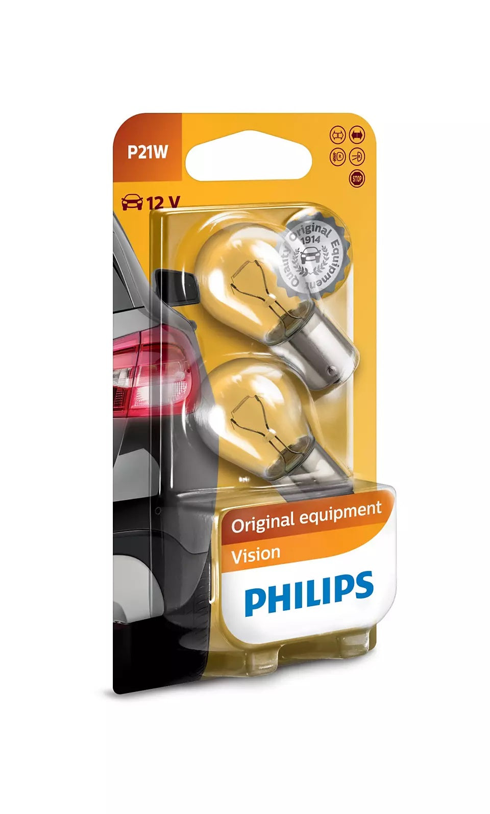 New Philips Globe P21W 12V Twin Blister Pack (12498B2)