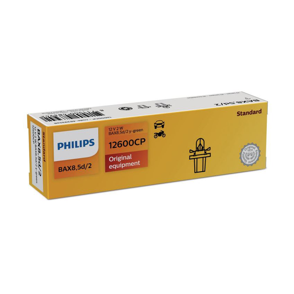New Philips Globe Bax85D 2W 2Y/Green 12V 10Pack (12600Cp)