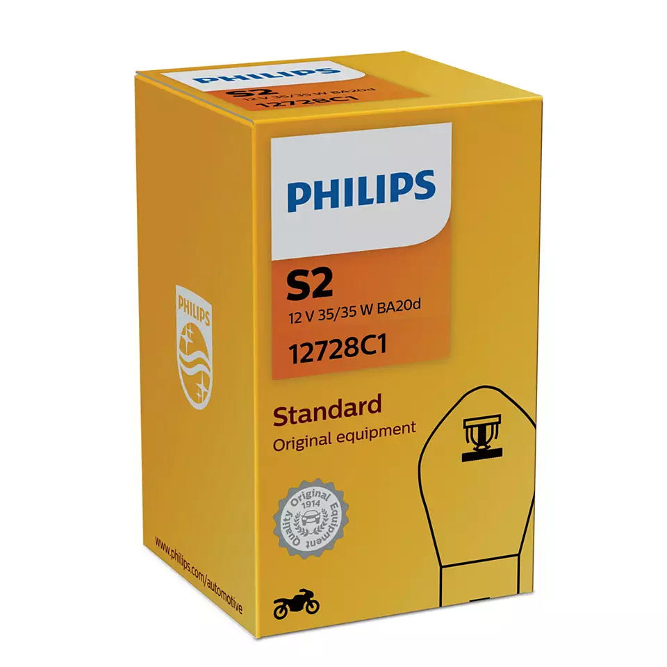 New Philips Globe S2 12V 35/35W Ba20D Single Box (12728C1)