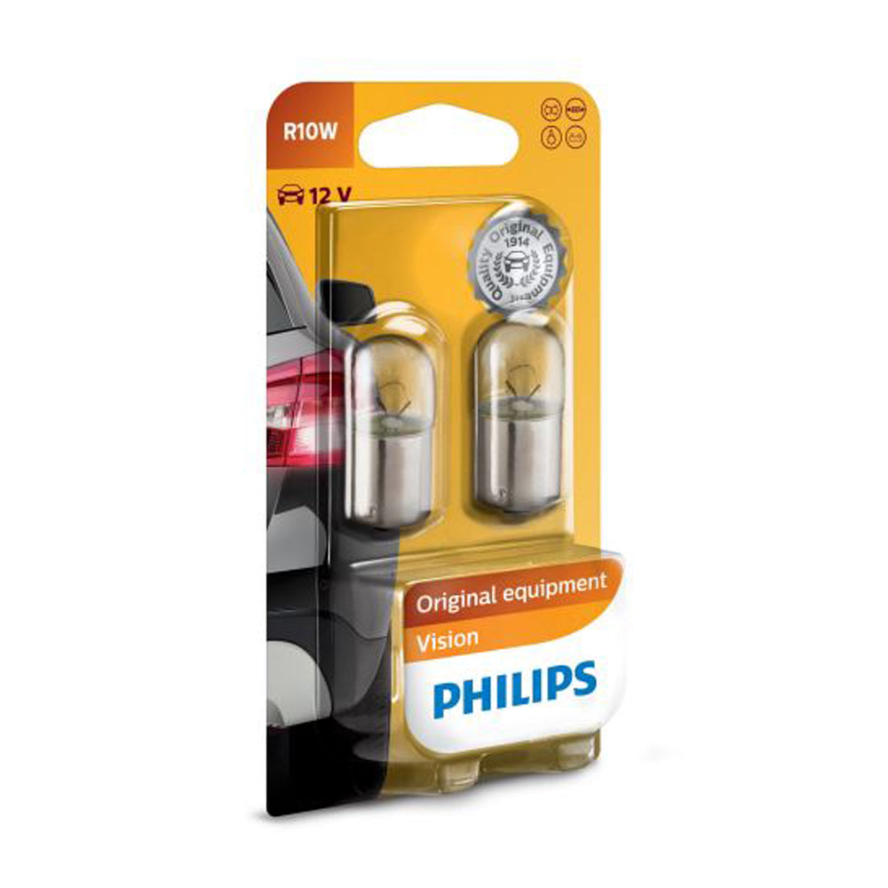 New Philips Globe R10W 12V Twin Blister Pack (12814B2)